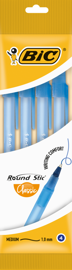 Набор шариковых ручек BIC Round Stic Classic, синий, 4шт